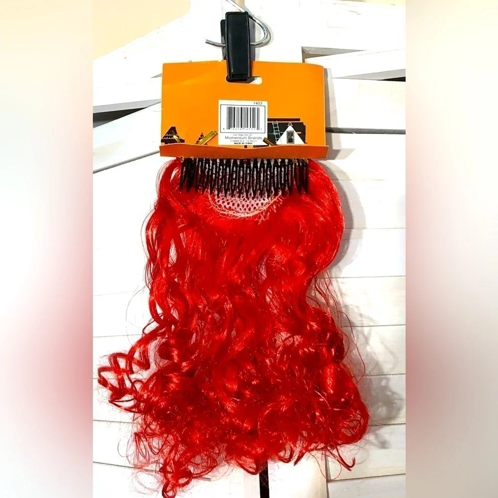 NWT Halloween red hair curly extension costume accessory with hair clip attached